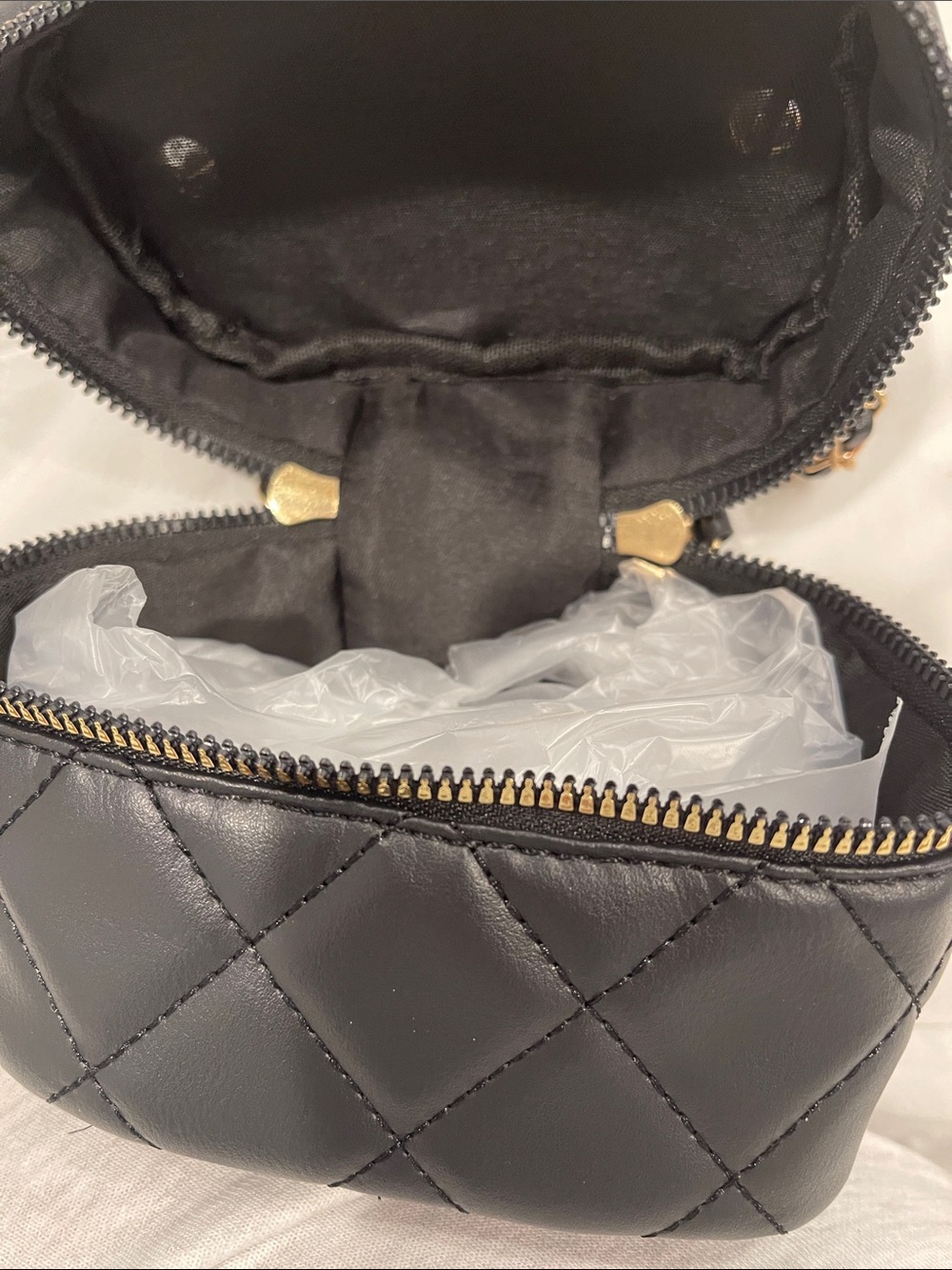 Black Quilted Mini Crossbody with Gold Chain Strap - Picture 8 of 8